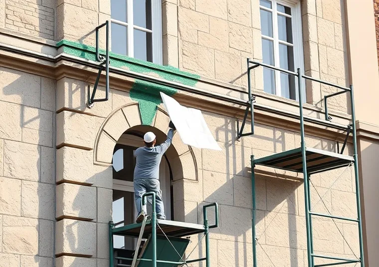 Ravalement de façade en pierre, nettoyage et application d'enduit